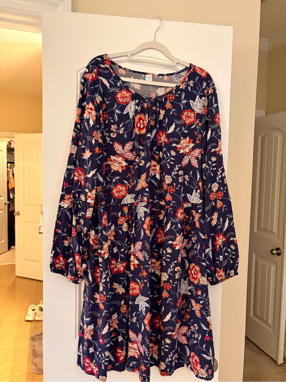 Old Navy Navy Blue Floral Tiered Dress